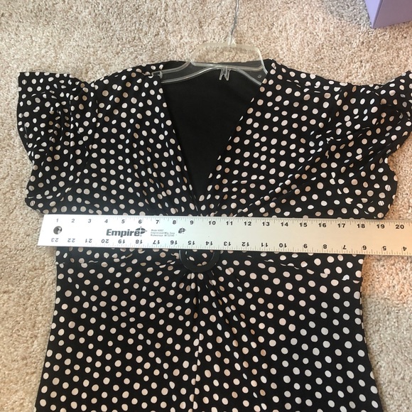 80s vintage black white polka dot cap sleeve dress - Picture 4 of 4
